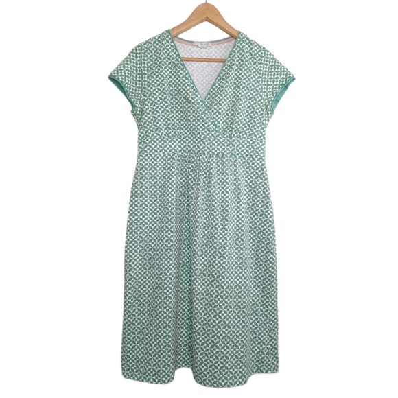 Boden Geo Print Short Sleeve V-Neck SZ 8R Sheath Dress - Picture 2 of 15